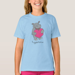 Cute Hippo Hugs Cute Animal Cartoon T-Shirt