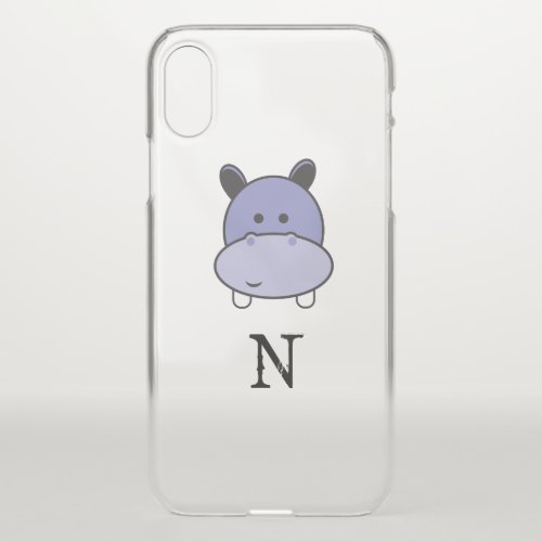 Cute hippo illustration safari monogram iPhone x case