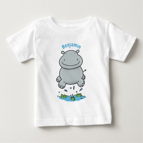 Cute hippo jumping cartoon illustration baby T_Shirt