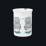 Cute hippo jumping cartoon illustration beverage pitcher<br><div class="desc">This adorably cute baby hippo is jumping in the waterhole!</div>