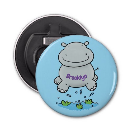 Cute hippo jumping cartoon illustration bottle opener