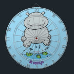 Cute hippo jumping cartoon illustration dart board<br><div class="desc">This adorably cute baby hippo is jumping in the waterhole!</div>