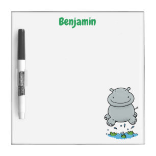 Cute hippo jumping cartoon illustration dry erase board