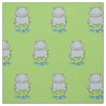 Cute hippo jumping cartoon illustration fabric
