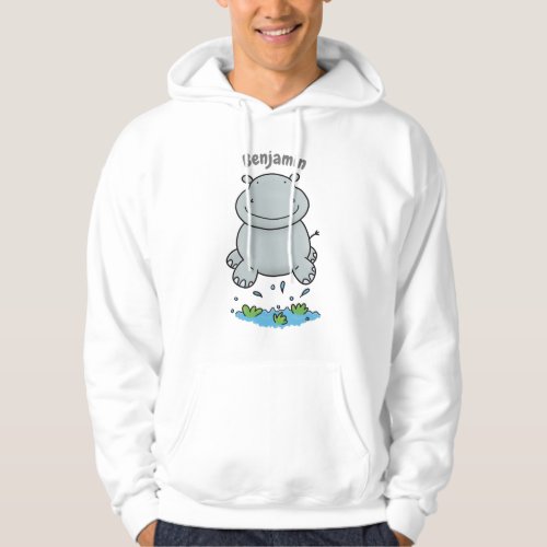 Cute hippo jumping cartoon illustration hoodie