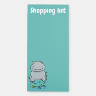 Cute hippo jumping cartoon illustration magnetic notepad