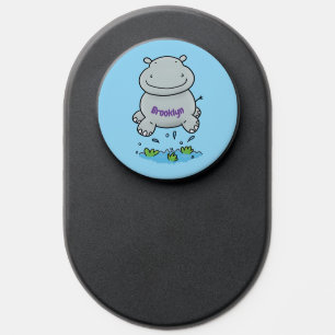 Cute hippo jumping cartoon illustration PopSocket