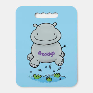 Cute hippo jumping cartoon illustration seat cushion