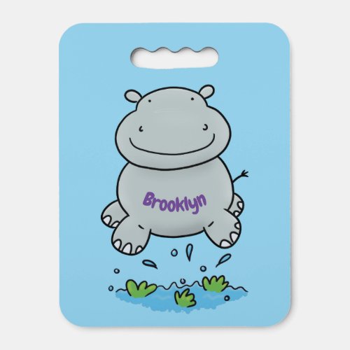 Cute hippo jumping cartoon illustration seat cushion