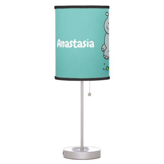 Cute hippo jumping cartoon illustration table lamp (Left)