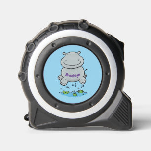 Cute hippo jumping cartoon illustration tape measure