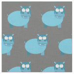 Cute Hippo Kid Baby Nursery Grey Hippopotamus Fabric