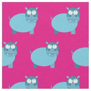 Cute Hippo Kid Baby Nursery Hot Pink Fabric