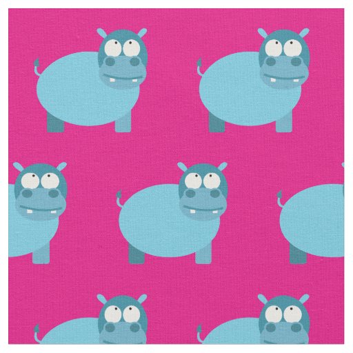 Cute Hippo Kid Baby Nursery Hot Pink Fabric