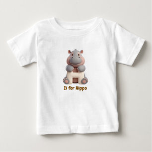 Cute Hippo Letter H Kids T-Shirt Animal Alphabet