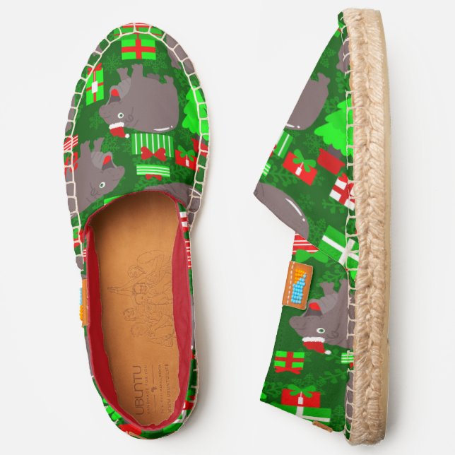 cute hippo merry christmas hippopotamus  espadrilles (Side)