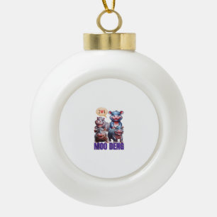 Cute Hippo Moo Deng Tee, Cool Moo Deng Hippo Lover Ceramic Ball Christmas Ornament
