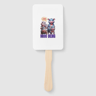 Cute Hippo Moo Deng Tee, Cool Moo Deng Hippo Lover Hand Fan