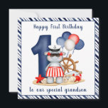 Cute Hippo Nautical 1st Birthday Boy Card<br><div class="desc">Nautical 1st Birthday card with a big number one, cute hippo the sailor and balloons. Perfect for summer first Birthday of a baby boy. Easily personalize the text. Please visit the store for the full line of products that are available and follow me, so you can see everything new straight...</div>