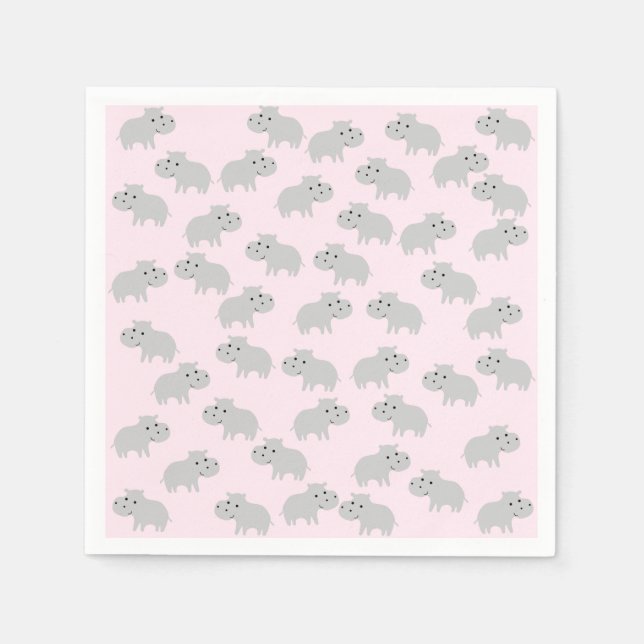 Cute Hippo Paper Napkins (Front)