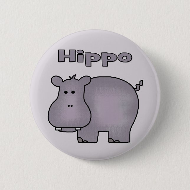 Cute Hippo Pinback Button (Front)