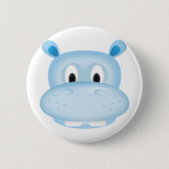 Cute Hippo Pinback Button (Front)
