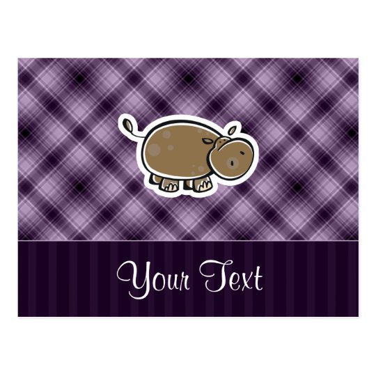Cute Hippo; Purple Postcard