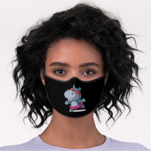 Cute hippo ready to swimming premium face mask