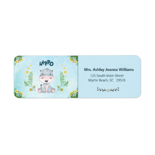 Cute Hippo Return Address Label