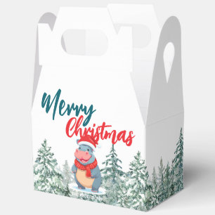 Cute Hippo Santa wild Xmas tree Merry Christmas Favor Boxes