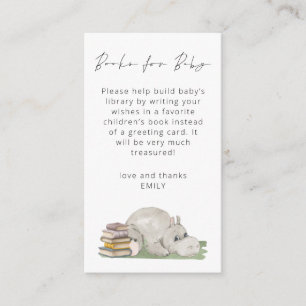 Cute Hippo Script Books for Baby Shower Enclosure Card