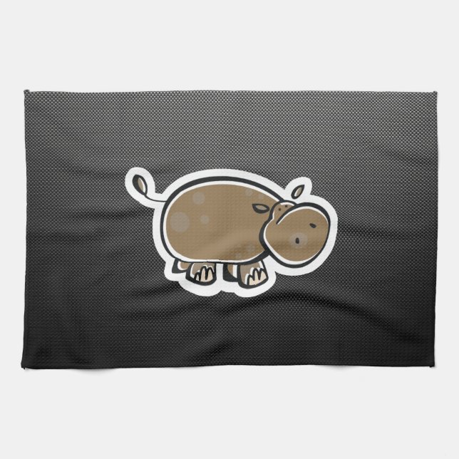Cute Hippo; Sleek Kitchen Towel (Horizontal)