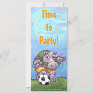 Cute Hippo Soccer Party Invitation