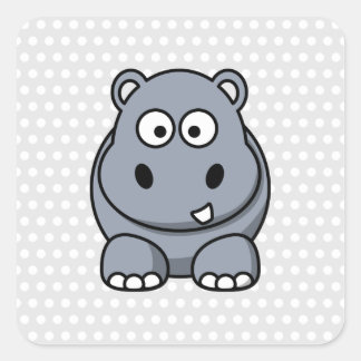 Cute Hippo Square Sticker