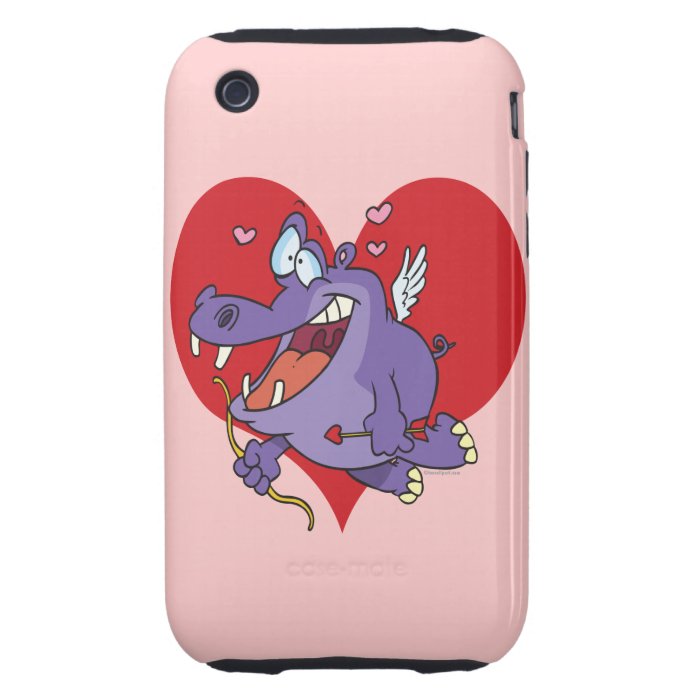 cute hippo valentine cupid cartoon character tough iPhone 3 cases