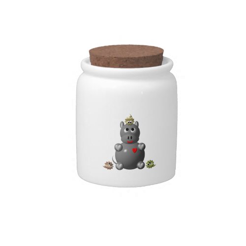 Cute Hippo with Hamsters Candy Jar