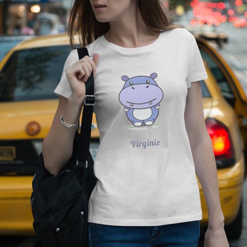 Cute Hippo Woman T_shirt