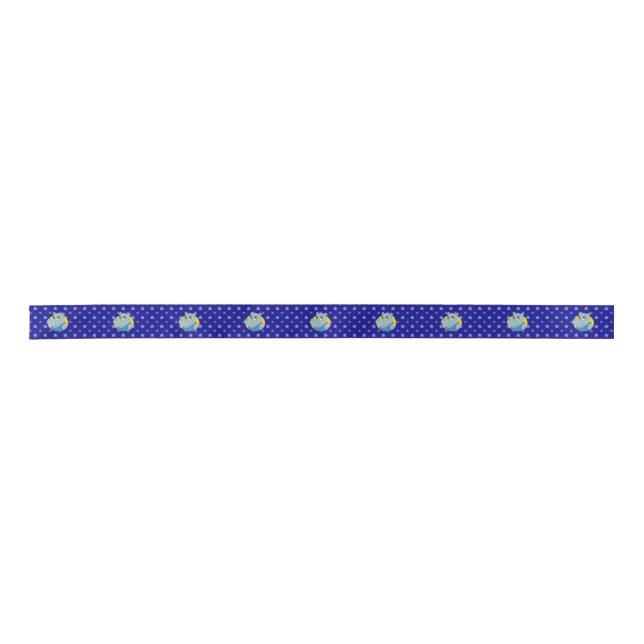 Cute hippopotamus cartoon satin ribbon (Front)