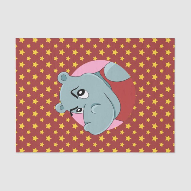 Cute hippopotamus cartoon tissue paper (Front)