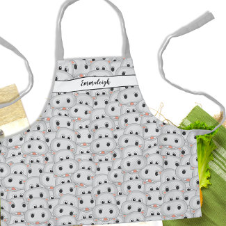 Cute Hippopotamus Face Pattern Monogrammed