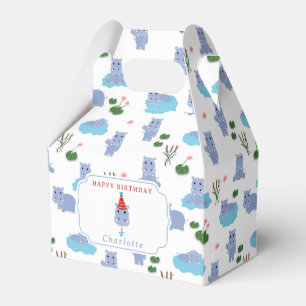 Cute Hippopotamus Hip Hippo Hooray Kids Birthday Favor Boxes