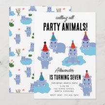 Cute Hippopotamus Hippo Party Animals Birthday