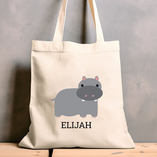 Cute Hippopotamus Kids' Personalized Tote Bag (Creator Uploaded)