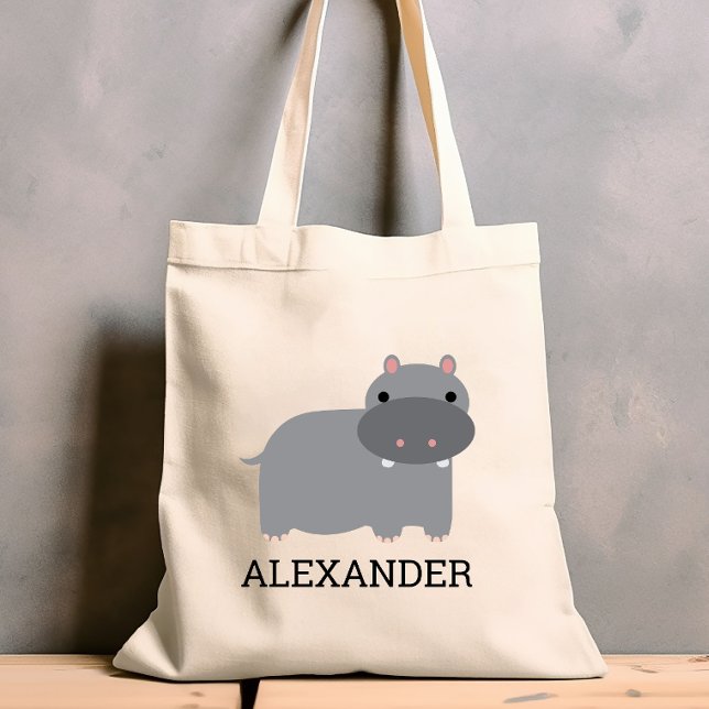 Cute Hippopotamus Kids' Personalized Tote Bag (Creator Uploaded)