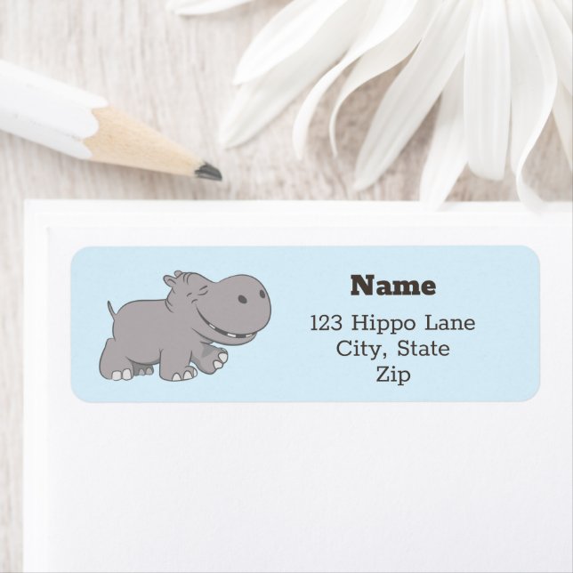 Cute Hippopotamus Label (Insitu)