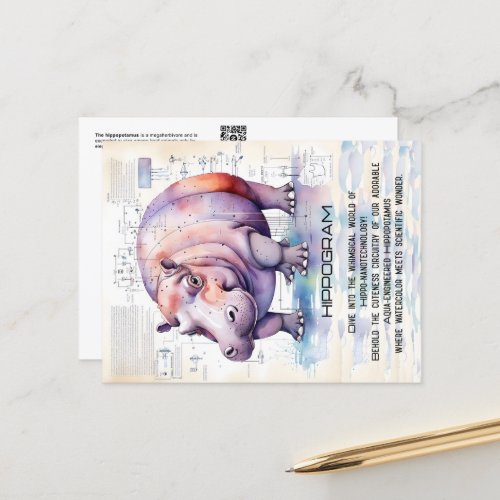 Cute Hippopotamus Postcard