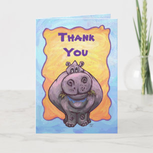 Cute Hippopotamus Thank You Card