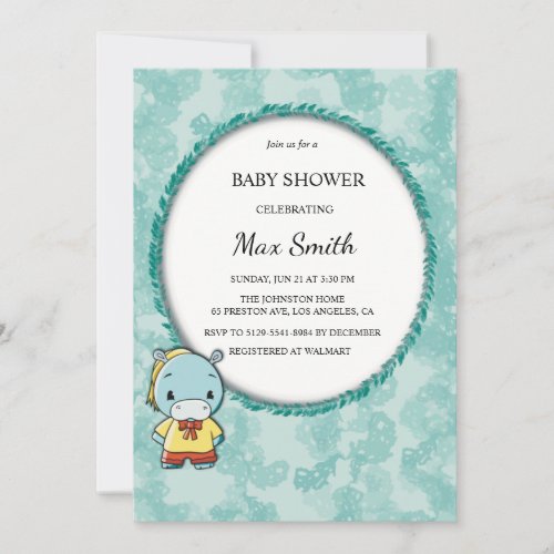 Cute Hippos Baby Shower Invitation