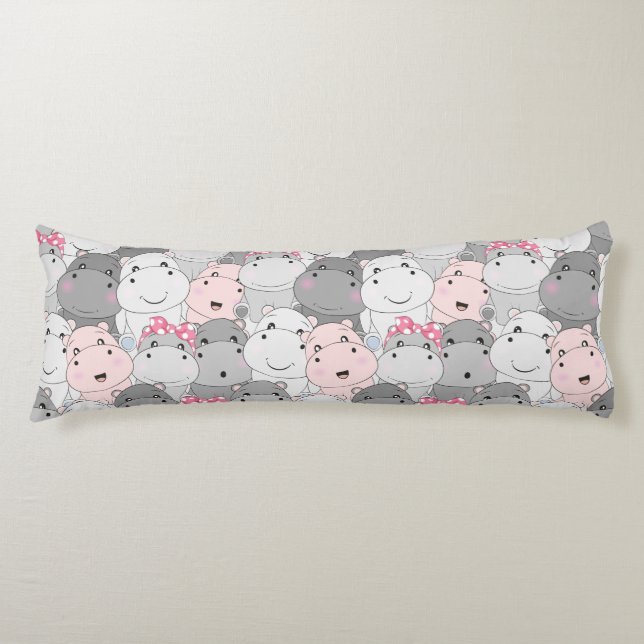 Cute Hippo's  Body Pillow (Front)