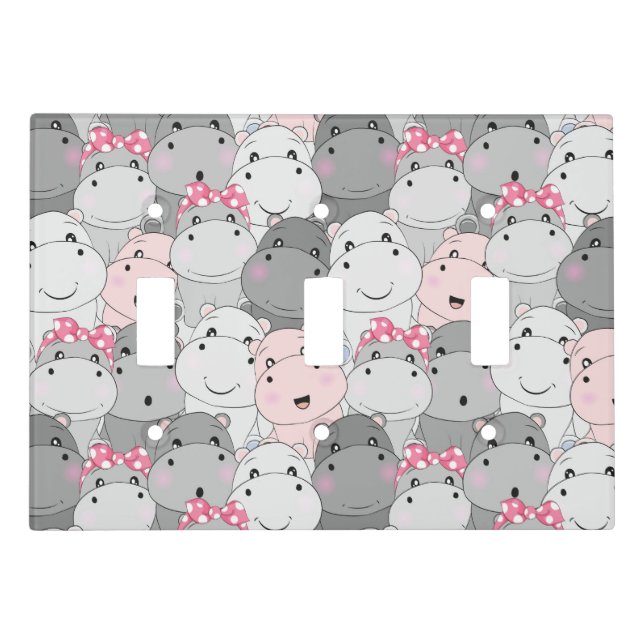Cute Hippos Light Switch Cover (Front)